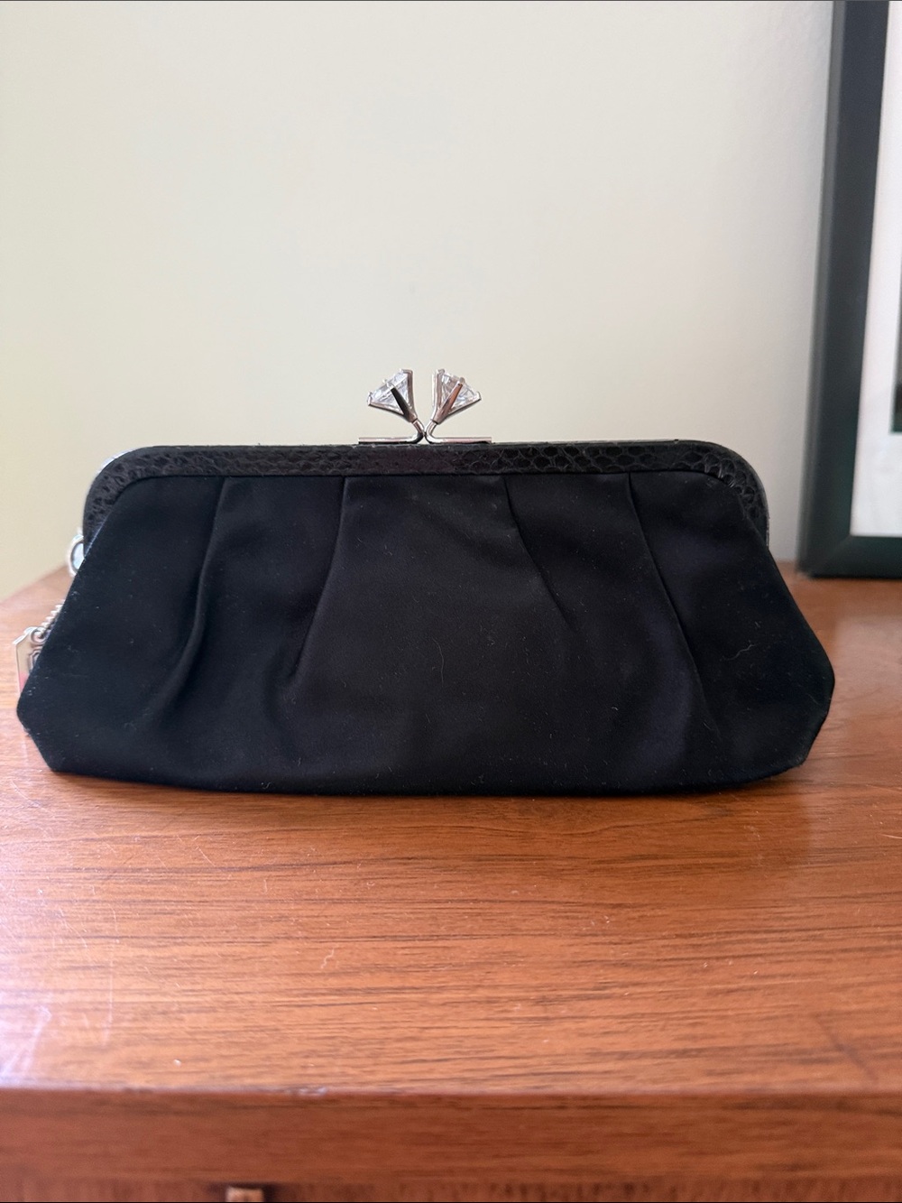 Coach Classic Black Evening Clutch with Silver Kiss-Lock